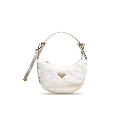 PRADA SHEARLING AND LEATHER ARQU SATCHEL 1BC194 (22.5*18.5*6.5cm) 